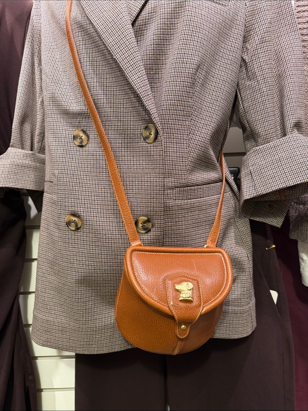 Kieselstein-Cord Leather Crossbody Saddle Bag in Tan